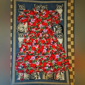 Sylvia Whyte vintage dress girls 10/12 flower print multicolored tulle lined i0